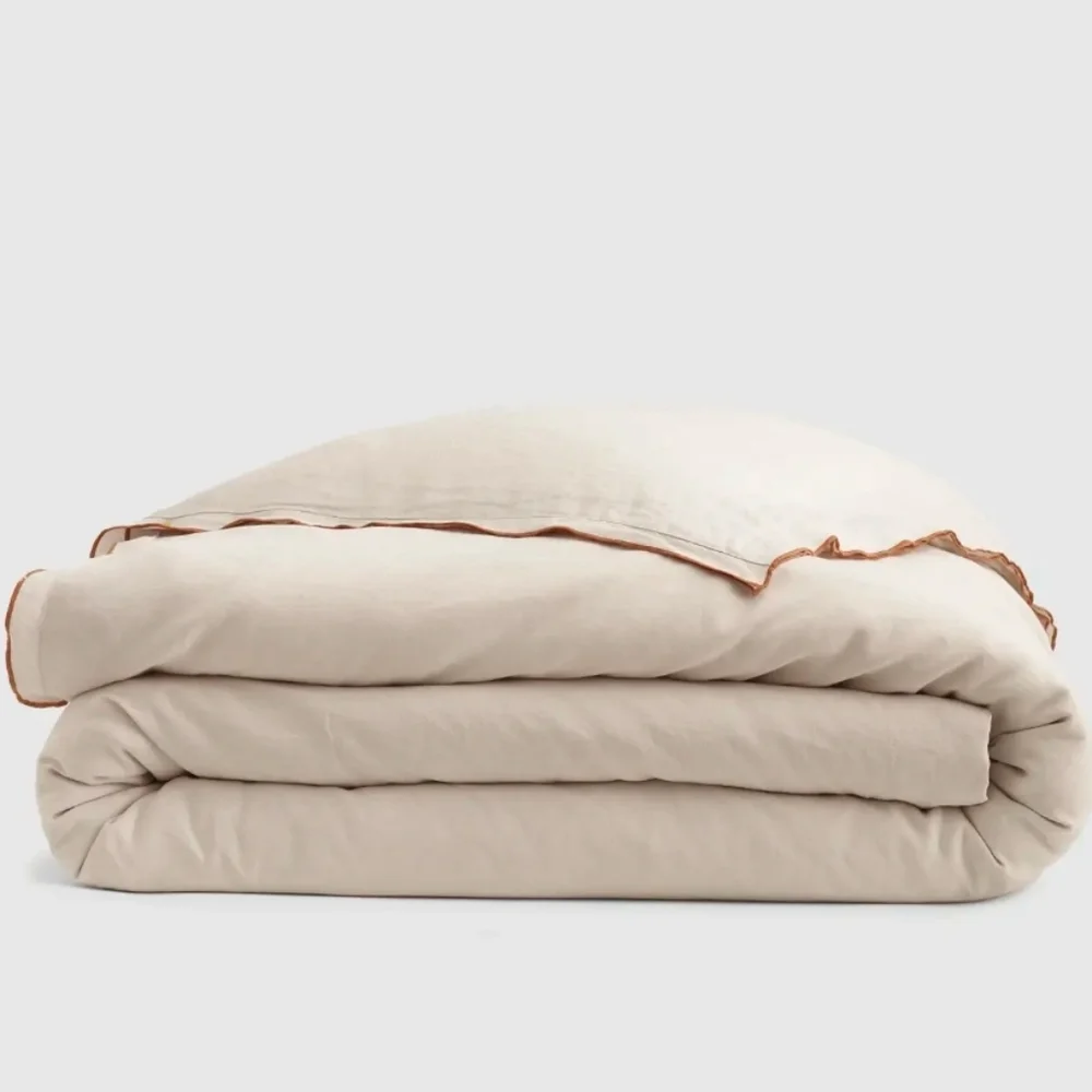 NWOT! Quince Linen Embroidered Edge Duvet Cover! Full/ Queen! (822)